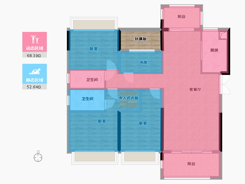 湖南省-娄底市-翰学佳府-113.36-户型库-动静分区