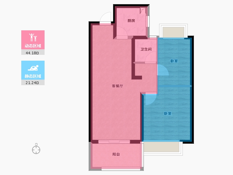 云南省-昆明市-绿地东海岸-57.87-户型库-动静分区