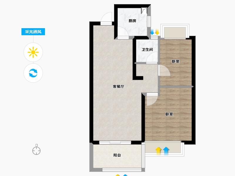 云南省-昆明市-绿地东海岸-57.87-户型库-采光通风