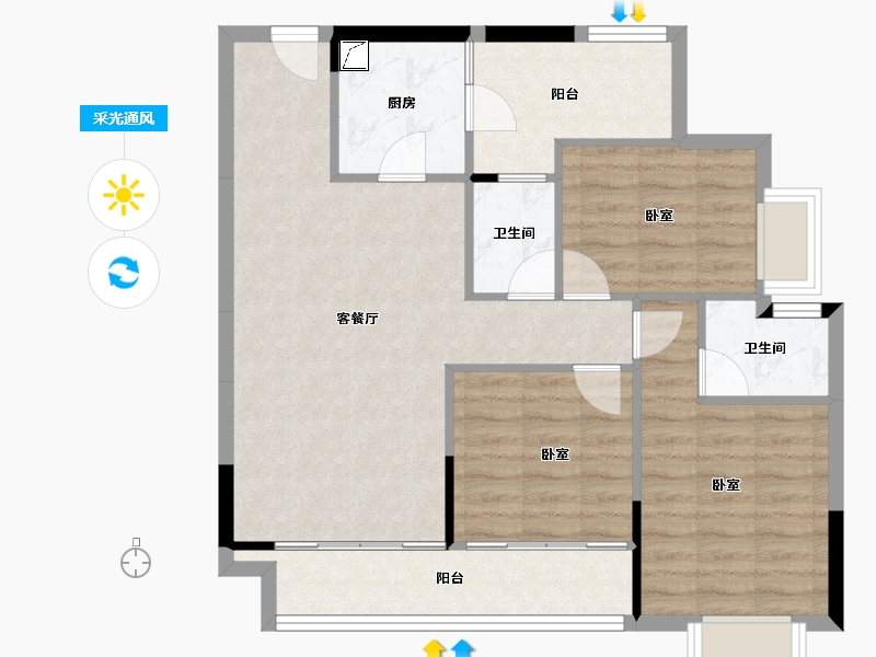 四川省-巴中市-平昌·颐和春天二期-82.36-户型库-采光通风