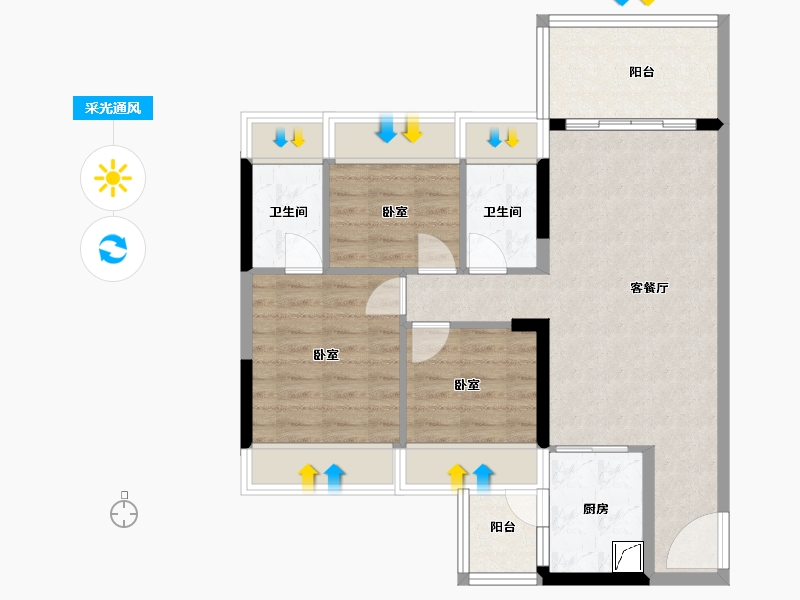 广东省-湛江市-万华城市花园-74.53-户型库-采光通风