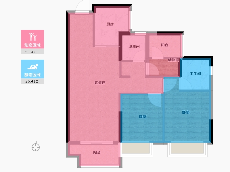 广东省-佛山市-上坤云栖公馆-71.00-户型库-动静分区