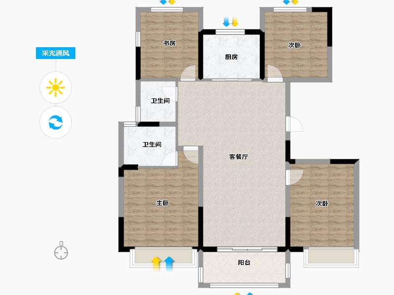 江苏省-盐城市-金翰苑-123.00-户型库-采光通风