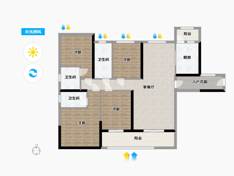 广东省-中山市-樱雪蓝悦湾-133.27-户型库-采光通风