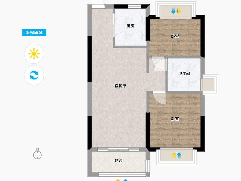 湖北省-武汉市-武汉恒大健康城-58.88-户型库-采光通风