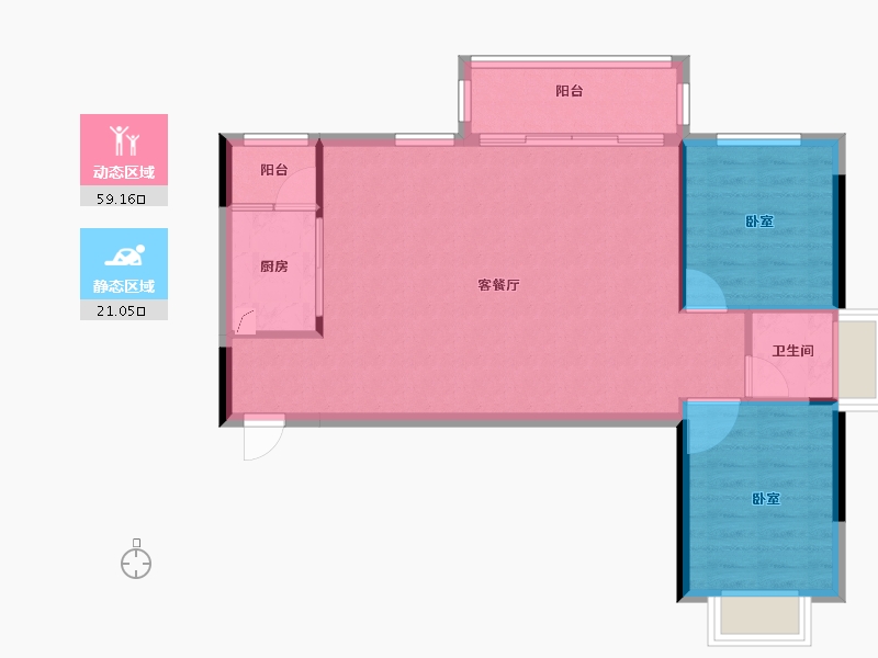 四川省-宜宾市-远达·翰林院-73.39-户型库-动静分区