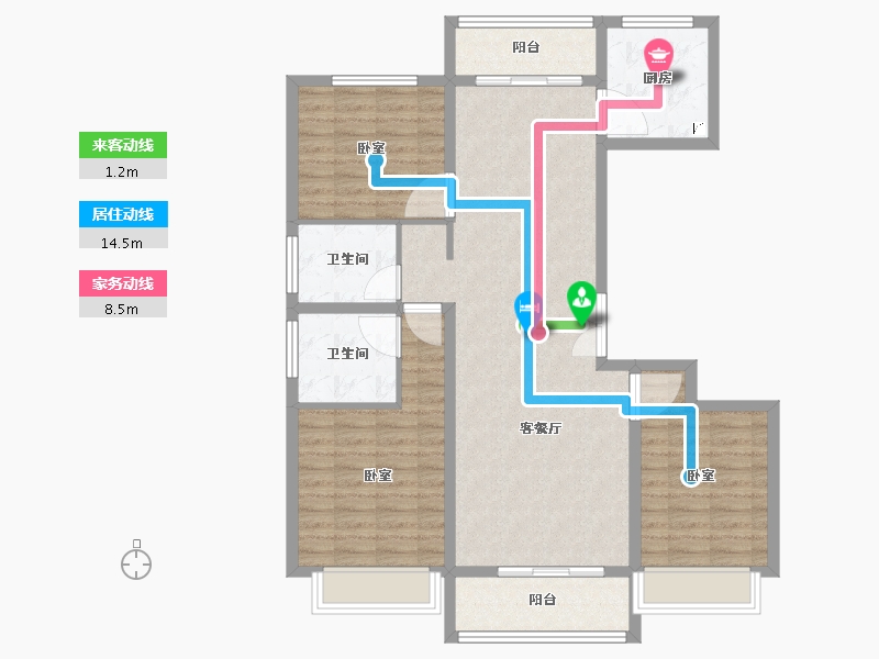 陕西省-宝鸡市-冠宇·凤凰茗苑-104.00-户型库-动静线