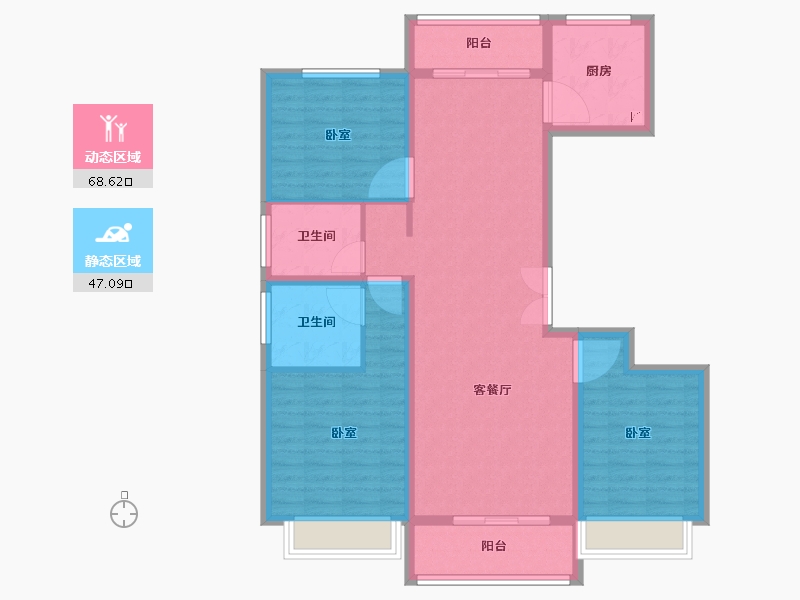 陕西省-宝鸡市-冠宇·凤凰茗苑-104.00-户型库-动静分区