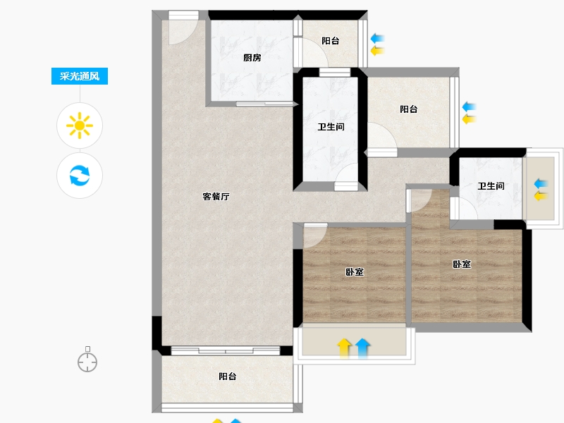 广东省-惠州市-牧云溪谷花园云海-67.26-户型库-采光通风