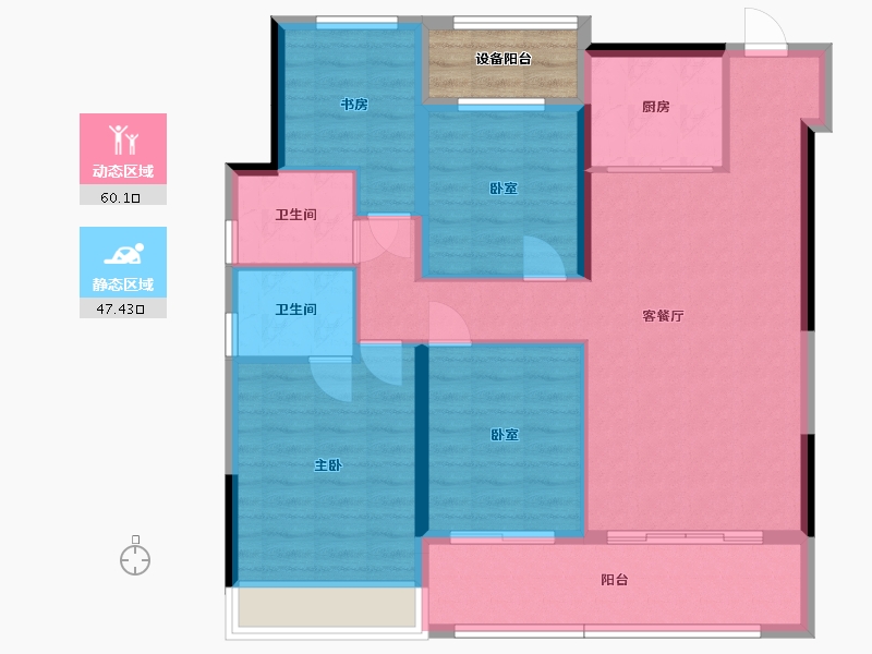 湖北省-十堰市-汉成世家-100.49-户型库-动静分区