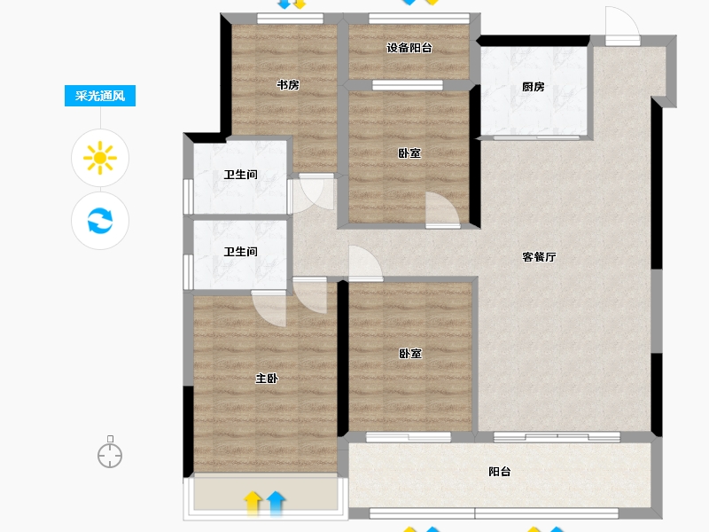 湖北省-十堰市-汉成世家-100.49-户型库-采光通风