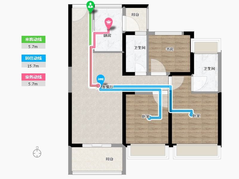 陕西省-西安市-黄金·嘉境-90.00-户型库-动静线