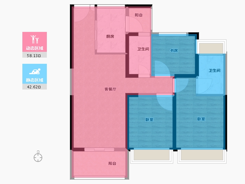 陕西省-西安市-黄金·嘉境-90.00-户型库-动静分区