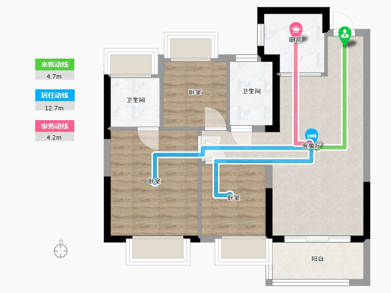 湖北省-武汉市-武汉恒大健康城-65.95-户型库-动静线