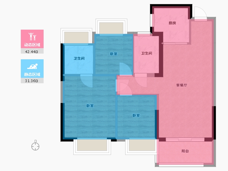 湖北省-武汉市-武汉恒大健康城-65.95-户型库-动静分区