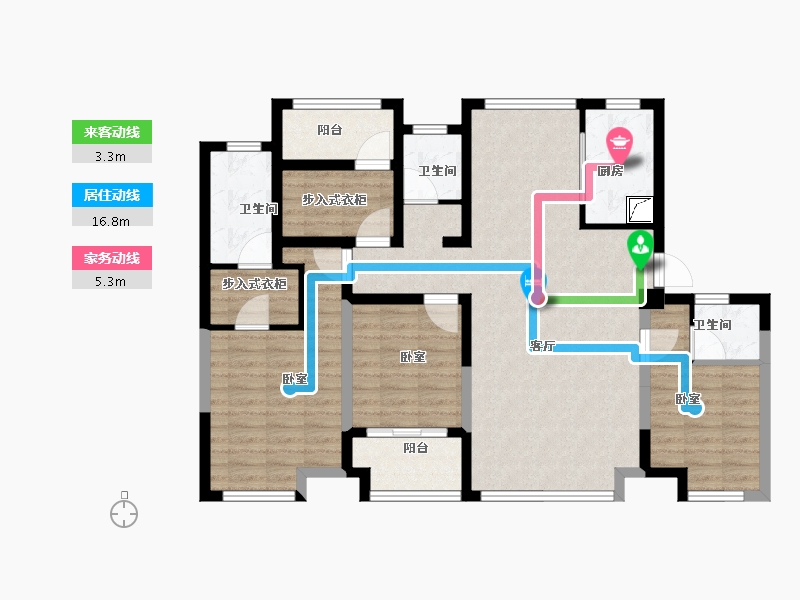 江苏省-南京市-冠城大通蓝湖庭-106.46-户型库-动静线