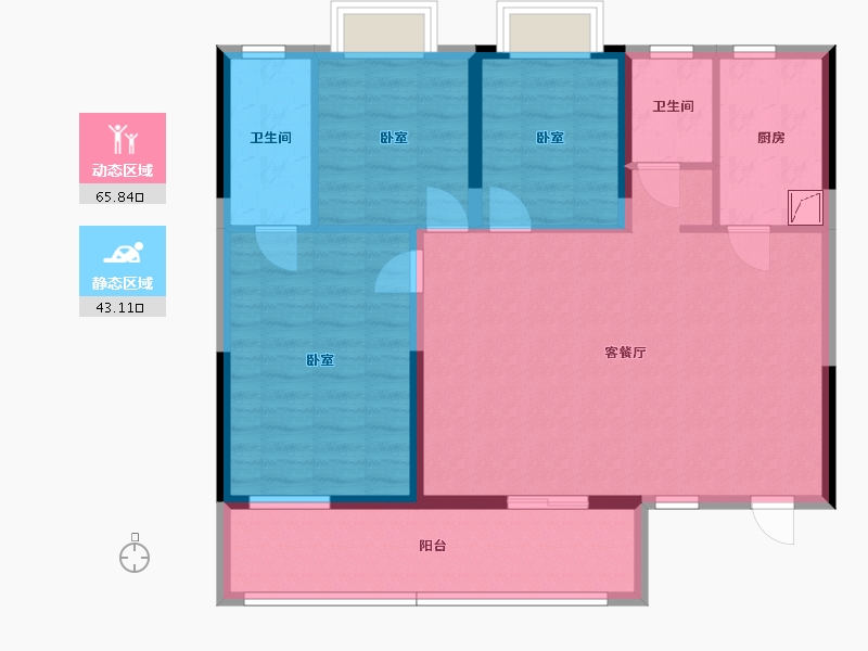 湖北省-咸宁市-华旗剑桥郡-98.02-户型库-动静分区