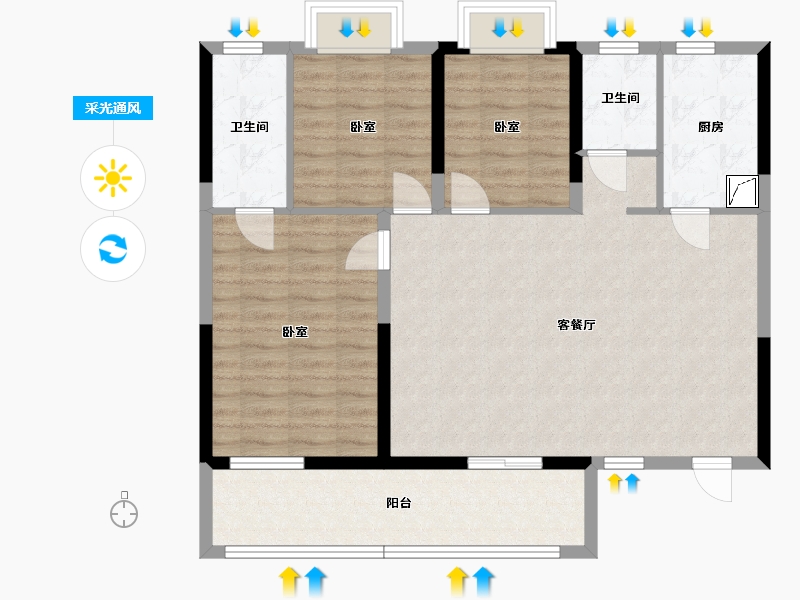 湖北省-咸宁市-华旗剑桥郡-98.02-户型库-采光通风