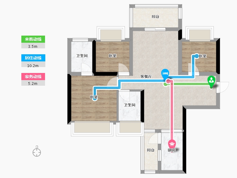 广东省-湛江市-百汇·卓越华府-68.83-户型库-动静线