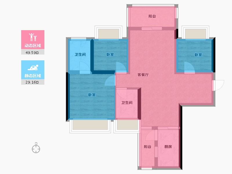 广东省-湛江市-百汇·卓越华府-68.83-户型库-动静分区