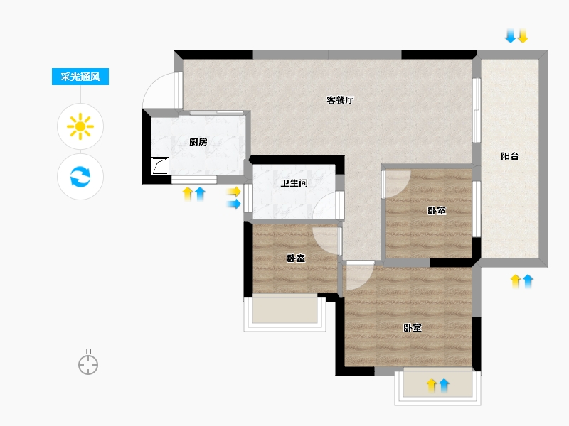 广西壮族自治区-南宁市-奥园瀚德誉江南-63.29-户型库-采光通风