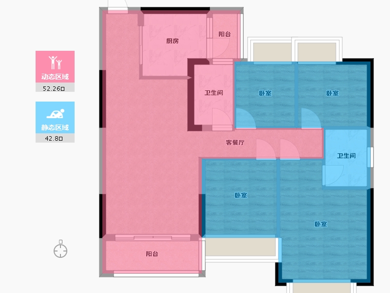 湖北省-武汉市-武汉恒大健康城-85.01-户型库-动静分区