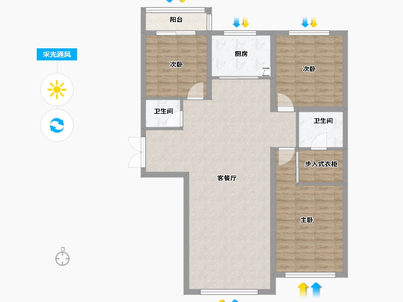 山西省-大同市-东方家园-101.34-户型库-采光通风