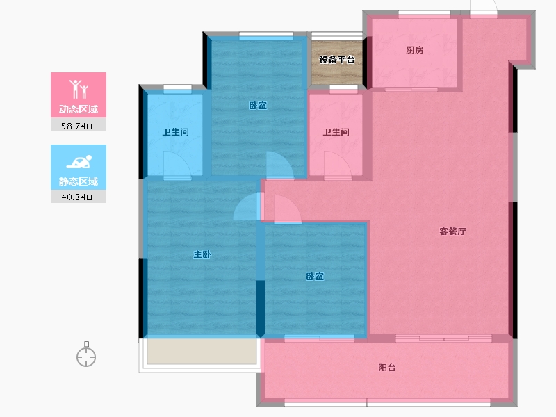 湖北省-十堰市-汉成世家-91.39-户型库-动静分区