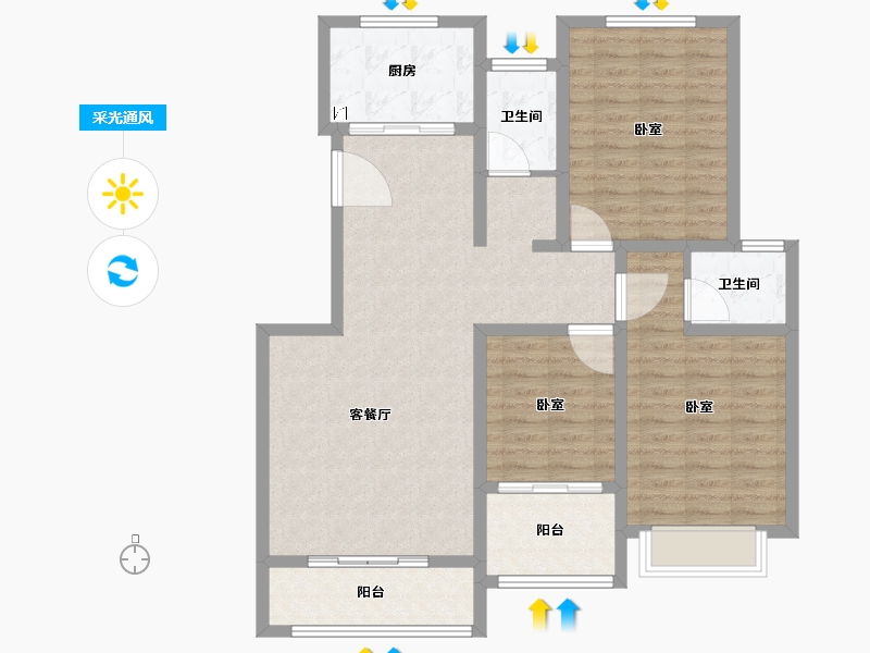 陕西省-宝鸡市-冠宇·凤凰茗苑-104.00-户型库-采光通风