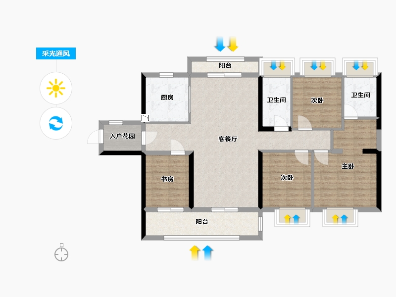 广东省-广州市-广州亚运城天峯-106.39-户型库-采光通风