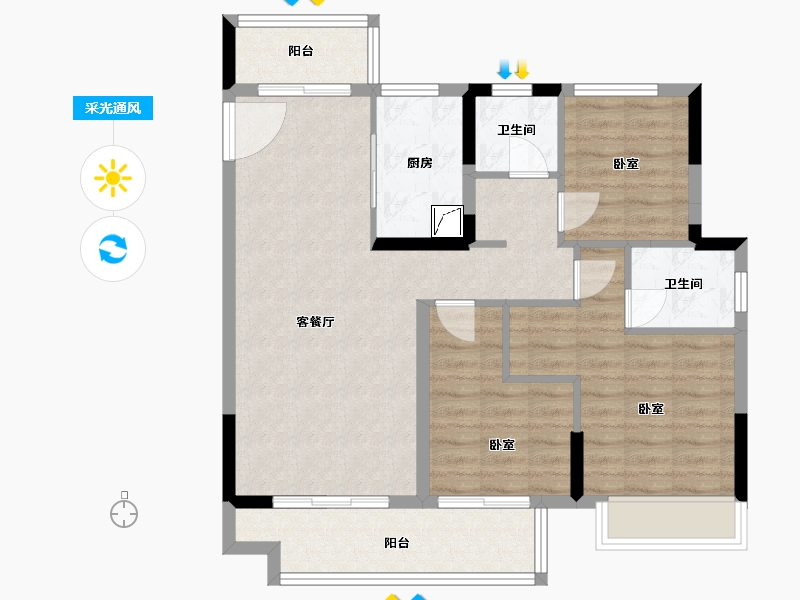 四川省-巴中市-明发·桃源名著-85.03-户型库-采光通风