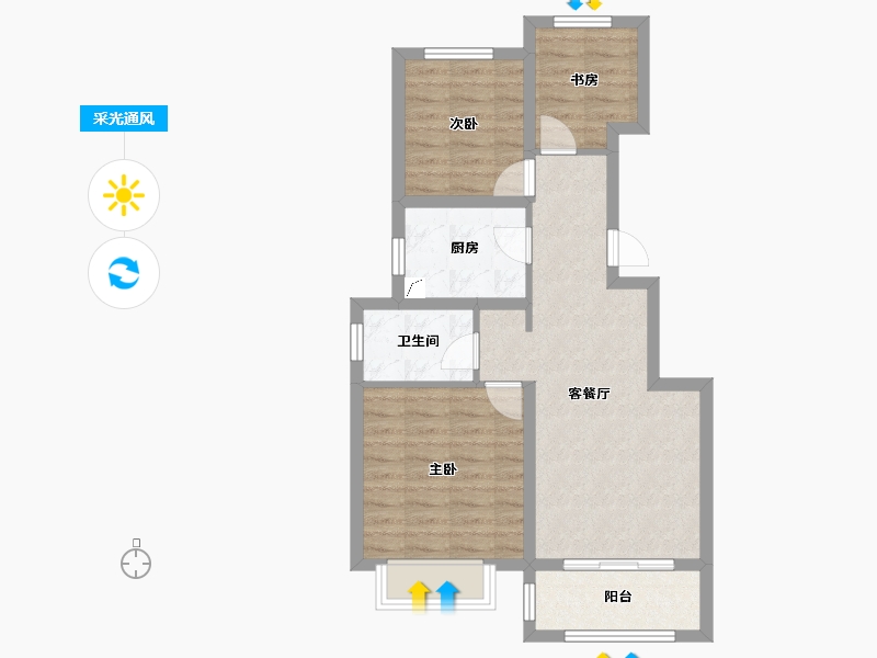 天津-天津市-新城悦隽公元-65.44-户型库-采光通风