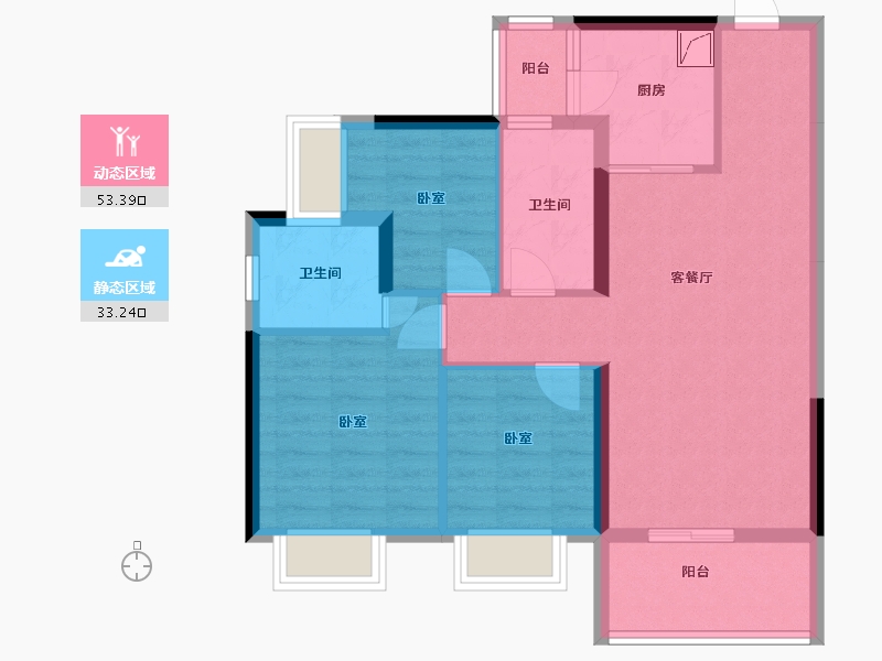 广东省-汕头市-碧桂园·濠悦湾-76.66-户型库-动静分区