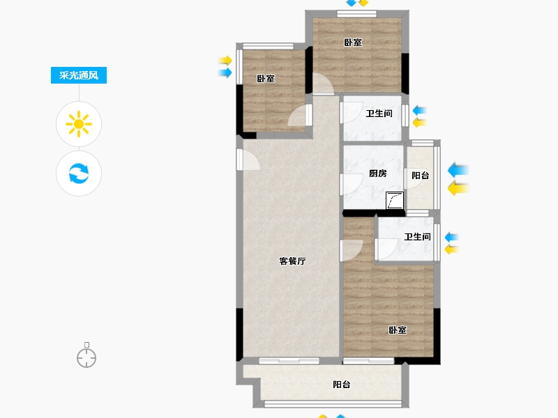 四川省-巴中市-明发·桃源名著-80.16-户型库-采光通风