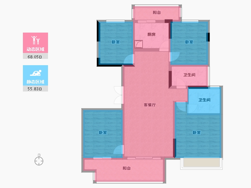 四川省-巴中市-明发·桃源名著-110.17-户型库-动静分区