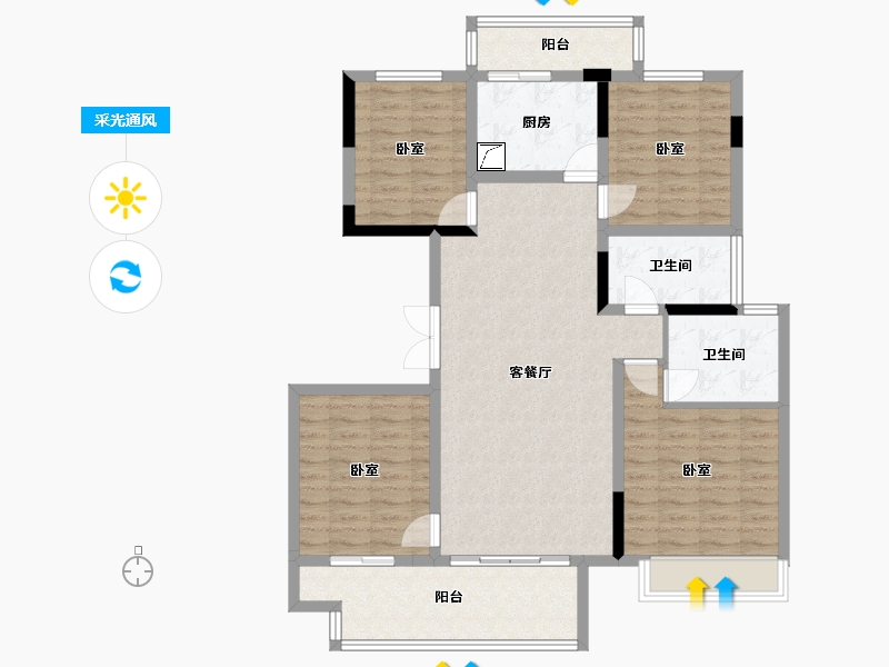 四川省-巴中市-明发·桃源名著-110.17-户型库-采光通风