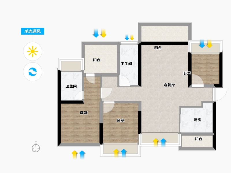 广东省-深圳市-颐安•都会中央-88.00-户型库-采光通风