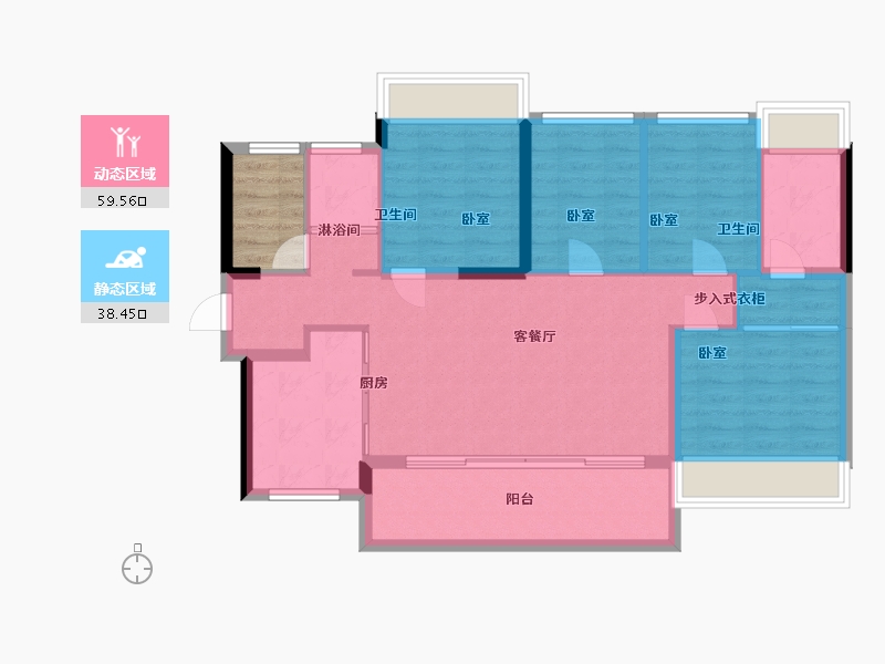 广东省-深圳市-万科光年四季花园住宅-92.19-户型库-动静分区