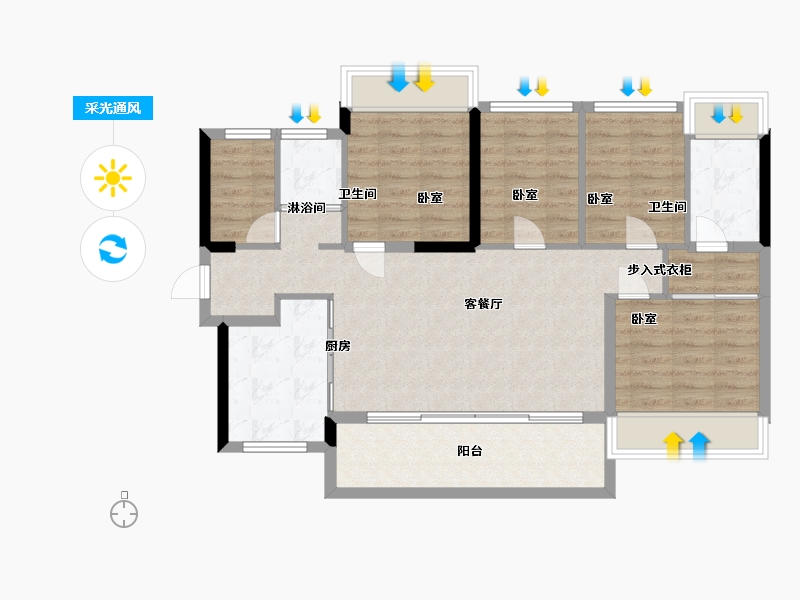 广东省-深圳市-万科光年四季花园住宅-92.19-户型库-采光通风