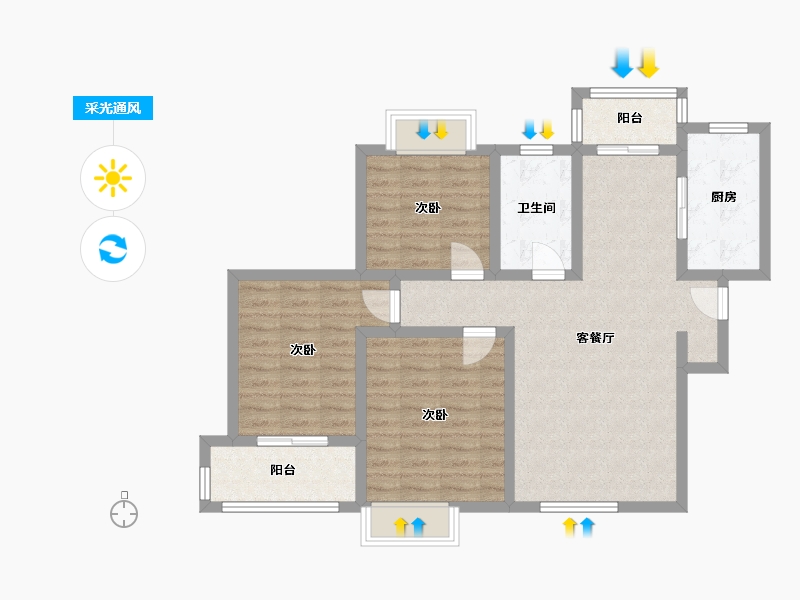 陕西省-西安市-天下荣郡-87.01-户型库-采光通风