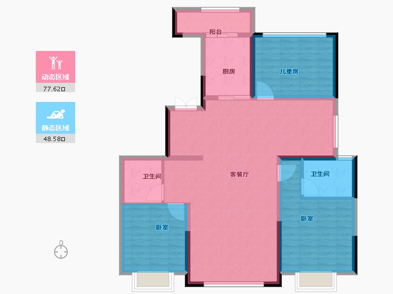 陕西省-西安市-鑫苑府-114.00-户型库-动静分区