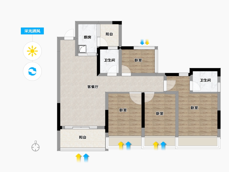 四川省-内江市-资中西城首座-87.95-户型库-采光通风