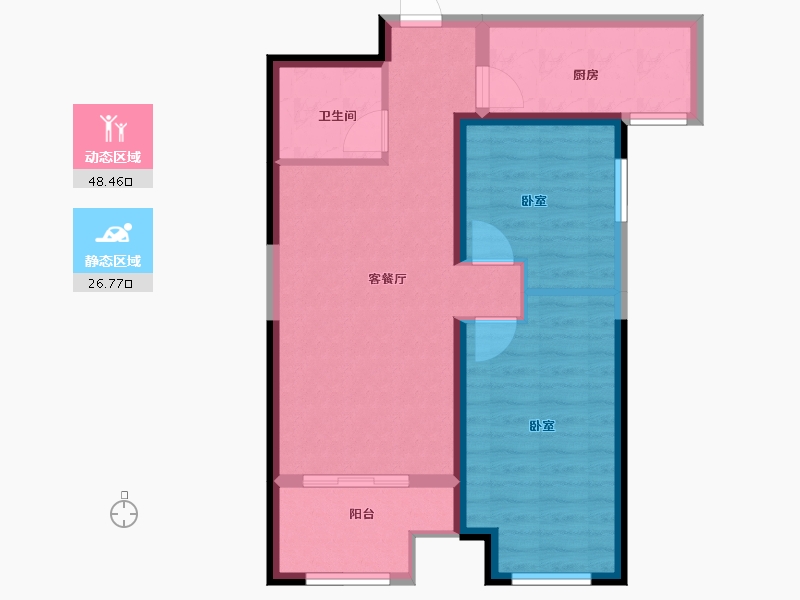 陕西省-西安市-天朗•熙湖-67.00-户型库-动静分区