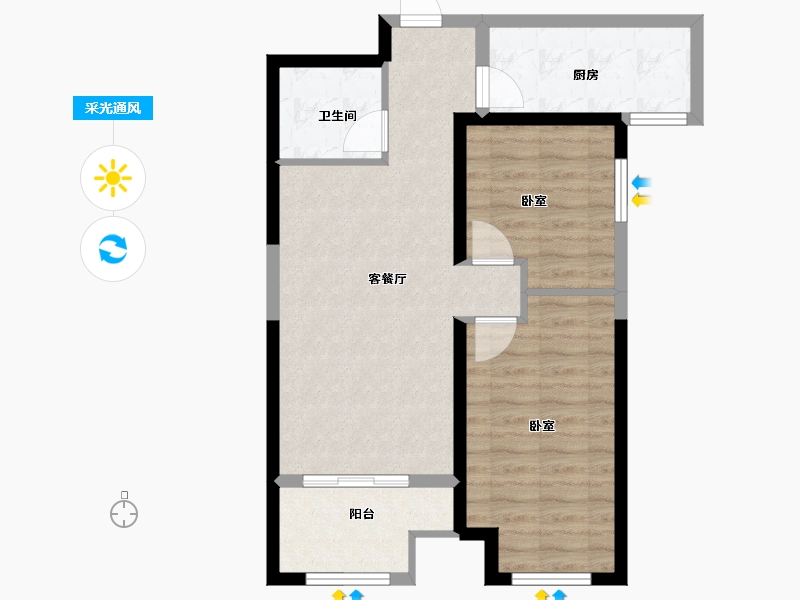 陕西省-西安市-天朗•熙湖-67.00-户型库-采光通风