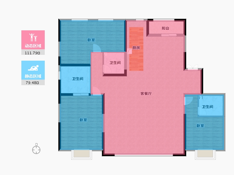 陕西省-西安市-鑫苑府-176.00-户型库-动静分区