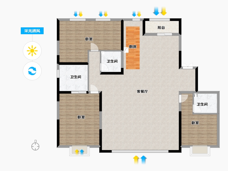 陕西省-西安市-鑫苑府-176.00-户型库-采光通风