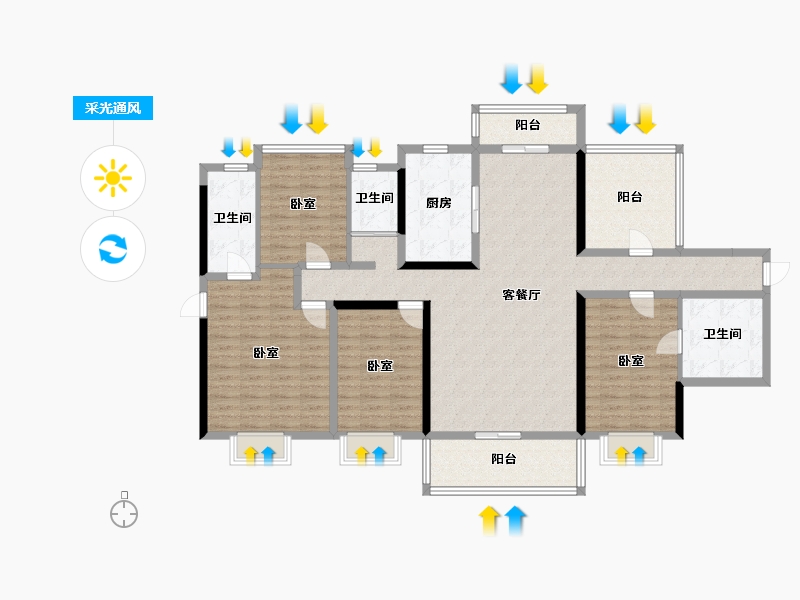 广东省-汕头市-碧桂园·濠悦湾-147.58-户型库-采光通风