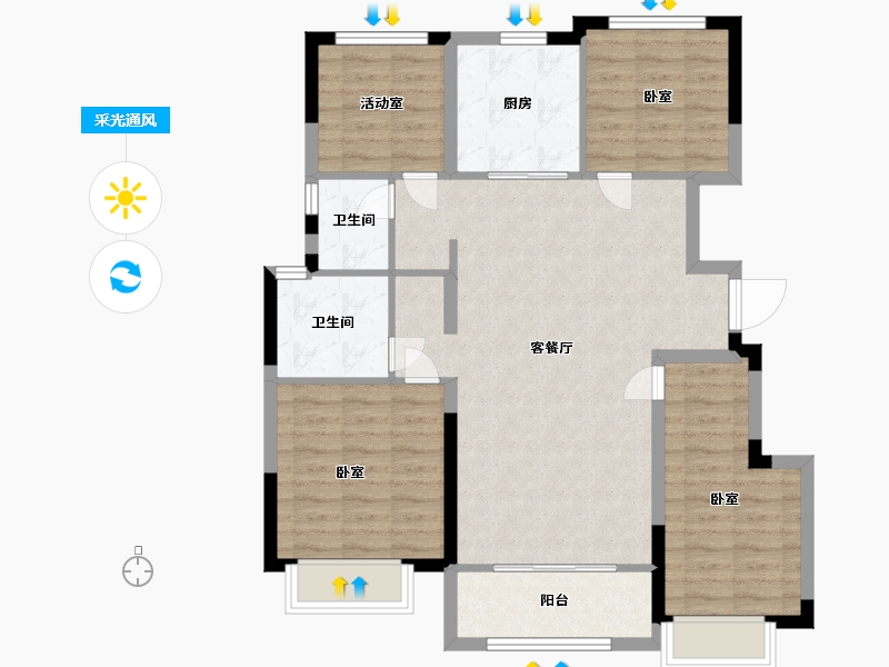 天津-undefined-大华·国展公园世家-95.00-户型库-采光通风