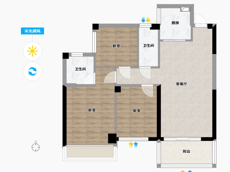 广西壮族自治区-梧州市-金榜世家-74.49-户型库-采光通风