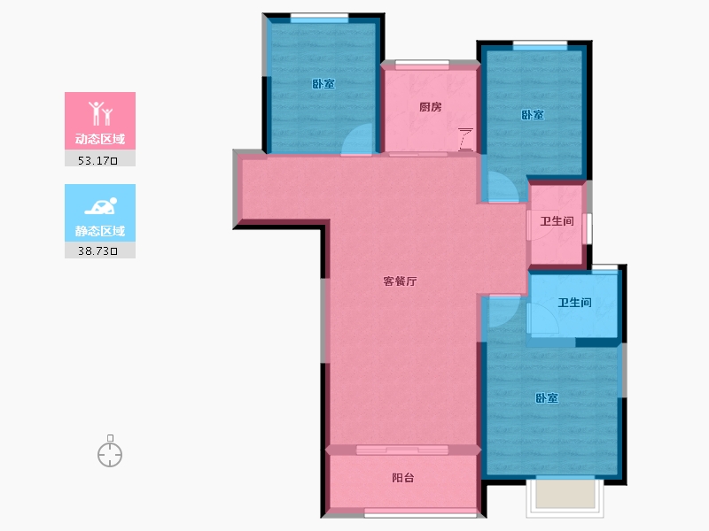 陕西省-西安市-启迪·大院儿-81.53-户型库-动静分区